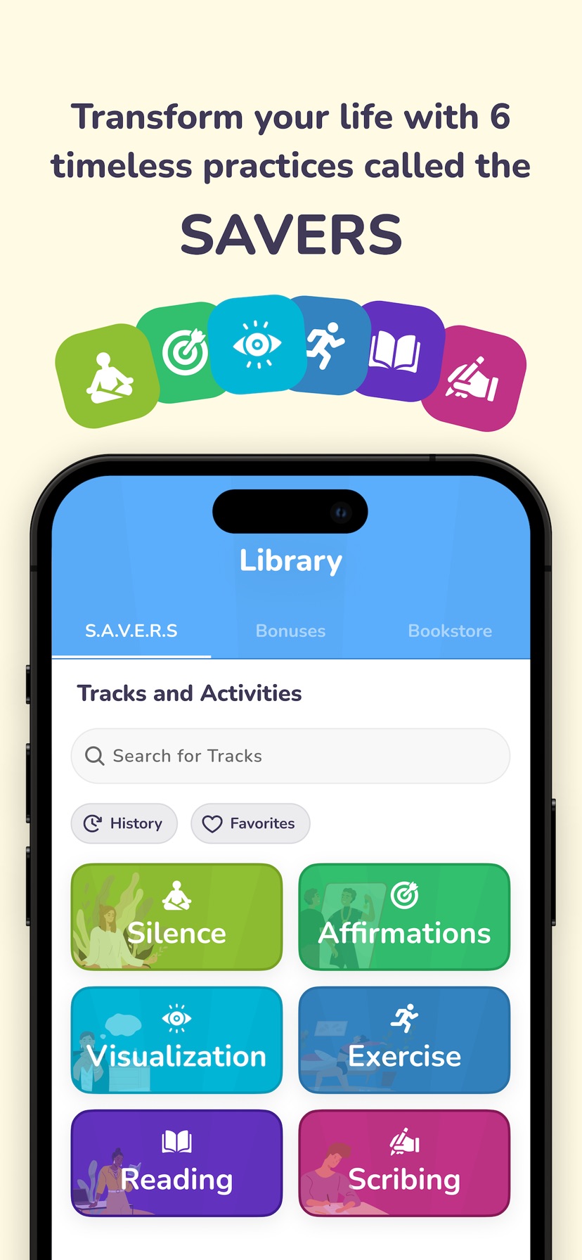 Miracle Morning app — SAVERS practice home