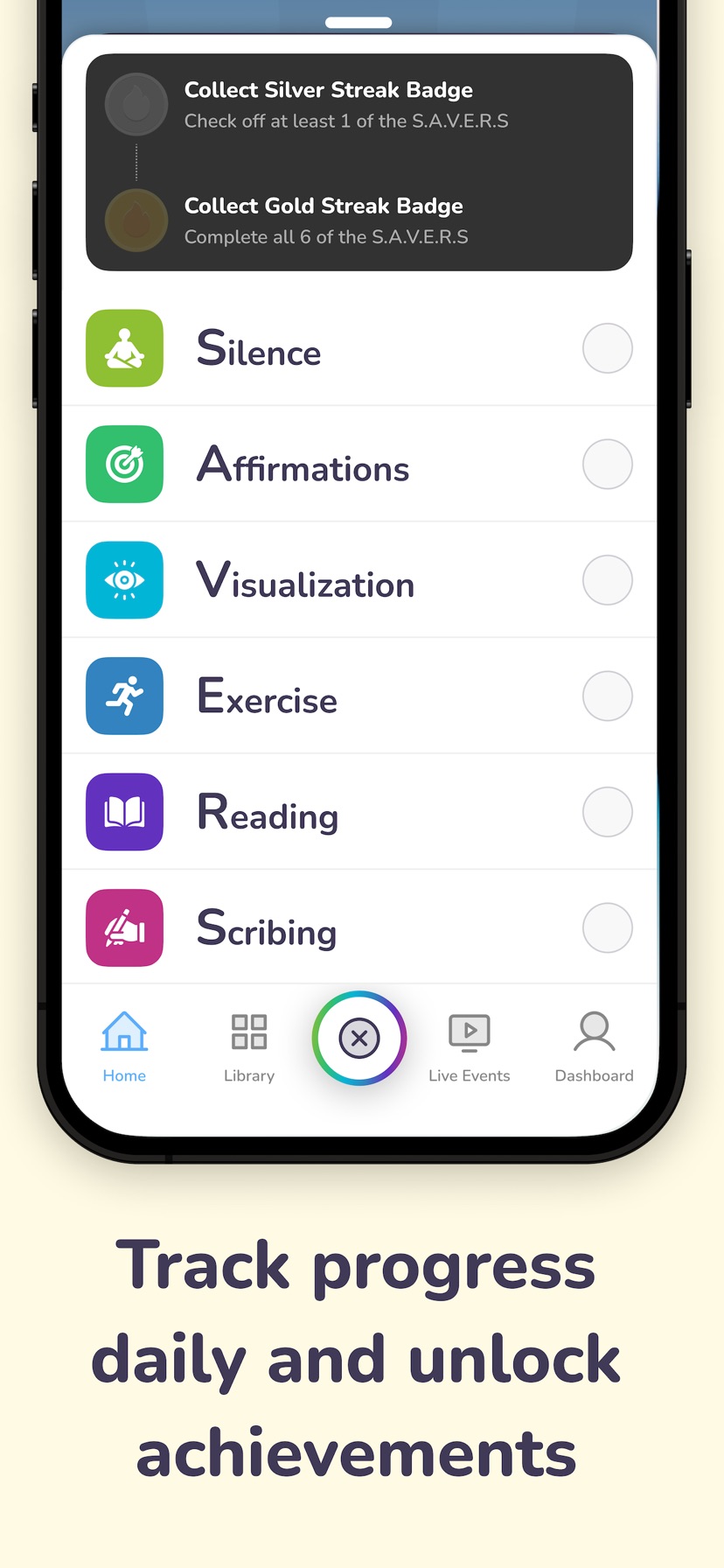 Miracle Morning app — habit tracking